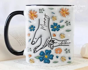Custom First Mother's Day Accent Mug, Mom Holding Baby Hand Gift for Mom - Picture 1 of 5