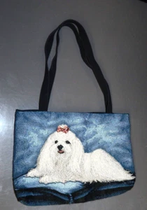 Bolso de Mano Linda Picken Tapiz Maltés Hecho en EE. UU. - Manija de Tejido - Imagen 1 de 5