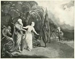 Miranda and Ferdinand, THE TEMPEST Shakespeare illustration, 1892 Typogravure - Picture 1 of 4