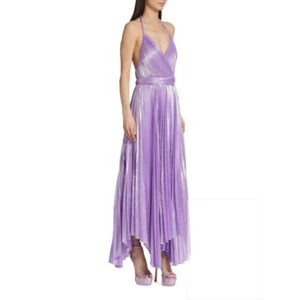 NEW Alice + Olivia Size 8 Women's Arista Lamé Halterneck Gown - Solstice - Picture 1 of 5