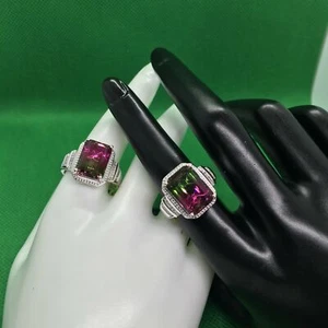 Watermelon Quartz with Topaz Ring-Beautiful - Picture 1 of 3