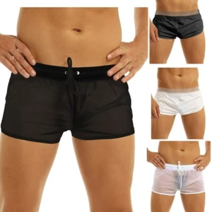 Sexy Men See Through Drawstring Boxer Briefs Shorts Swimwear Trunks Underwear - Picture 1 of 28