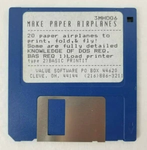 Value Software ® Make Paper Airplanes For Windows 3.1 on 3.5" Floppy Disk!!! - Picture 1 of 3