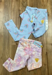 NWT Cat & Jack Girls 2pk : Tie-Dye (Crop pants ) & Blue Rainbow (Leggings) - Picture 1 of 7