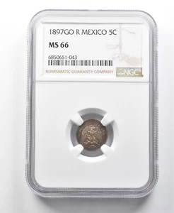 1897 GO R Mexico 5 Centavos MS66 NGC *8666 - Picture 1 of 3