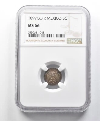 1897 GO R Mexico 5 Centavos MS66 NGC *8666 - Image 1 of 3