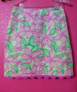 Lily Pulitzer Size 0 pink & green mini pencil Skirt - Picture 1 of 6