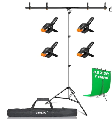 Backdrop Support Stand T-Shape Portable Background Kit 5ft Wide 8.5ft Tall - Image 1 of 2