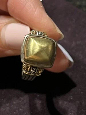 LAGOS CAVIAR SOLID 18K GOLD & STERLING SILVER HIGH DOME PYRAMID RING 6.75 - Image 1 of 4