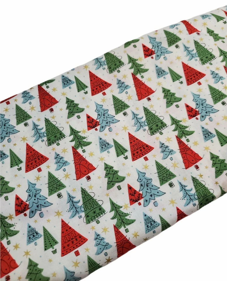 Liberty Cotton Christmas Trees Retro Vintage Look Quilting Sew Crafts  - Image 1 of 1