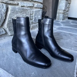 AQUATALIA Lucia Black Leather Suede Ankle Boots Size 6.5- Waterproof - Picture 1 of 6
