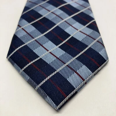Corbata Tommy Hilfiger 100 % seda azul a cuadros vintage 58,5" de largo x 3" de ancho Foto 1 de 4