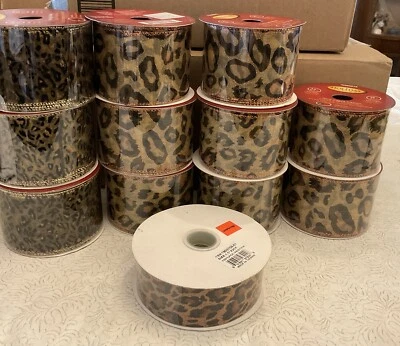 Ribbon Wire Edged Animal Print Leopard 12 Rolls - Image 1 of 4