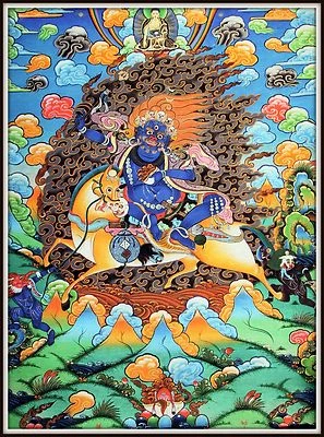 Загадочный!   Художественная гравюра Thankga из Тибета (высота 34,75 дюйма x ширина 25,25 дюйма) - Изображение 1 из 4