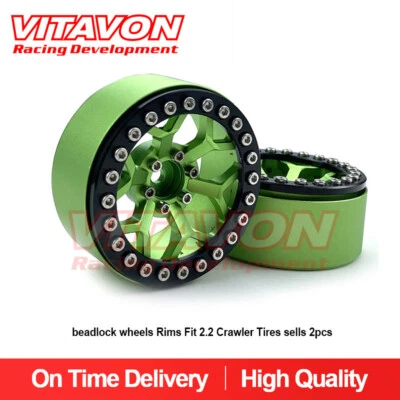 Vitavon  CNC Alu 2.2 beadlock wheels Rims Fit 2.2 Crawler Tires sells 2pcs green - Image 1 of 4
