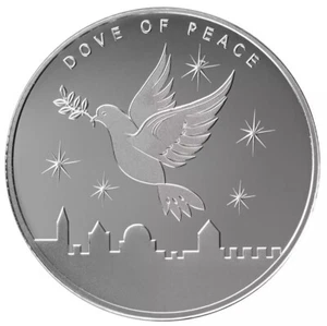 ISRAEL 2024 DOVE OF PEACE ROUND BULLION PROOF 1oz .999 SILVER BU COIN - Picture 1 of 2