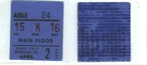 1974-75 Seattle Super Sonics v KANSAS CITY KINGS~ GAME USED Ticket Stub  4-2-75 Cover