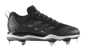 Botines de béisbol Adidas Power Alley 5 parte inferior de acero - NUEVOS - negros con logotipo plateado - Imagen 1 de 4