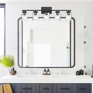 5 Light Bathroom Vanity Lighting Fixtures Farmhouse Black Wall Lamp Light wit... - Picture 1 of 7