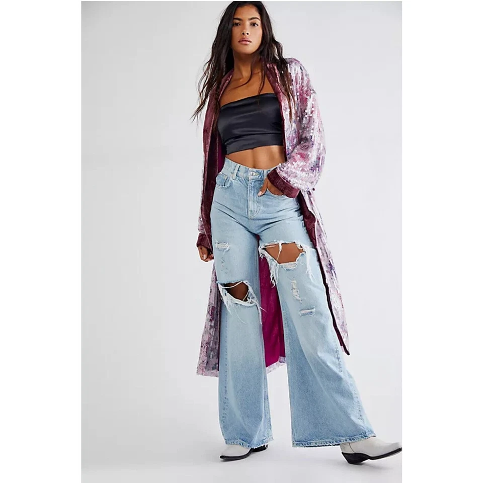 Revolve Free People Kealey Kimono Seuqin Floral Duster - Image 1 of 4