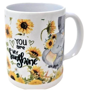 Custom made 11 oz Sublimated coffee mug dishwasher safe Elephant Flower Pattern - Picture 1 of 4