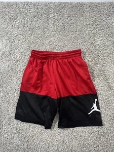 Air Jordan Jumpman Athletic Knit Basketball Shorts Youth Boys Large Black Red - Picture 1 of 11