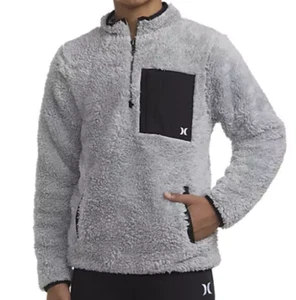 NEW Hurley Boy's Sherpa Plush Printed Quarter-Zip Jacket Size XS 4/5 - Picture 1 of 2