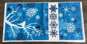 2 Blue Snowflakes & White Bird Matching Coordinating Tapestries Pillow Panels - Picture 1 of 3