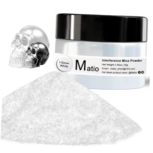 Interference Mica Powder, 1.06oz/ 30g Chrome Powder, Pearlescent Snow White - Picture 1 of 7
