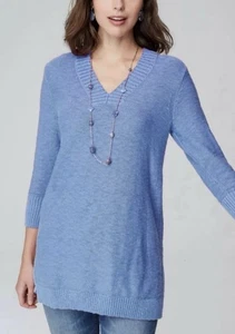 J. Jill Slub gerippter Pullover Tunika in Kornblumenblau Übergröße 3X neu mit Etikett $ 89 - Bild 1 von 7