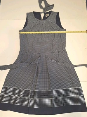 Vestido Anne Klein azul marino/blanco a lunares con lazo cintura y cuello para mujer 8 Foto 1 de 4