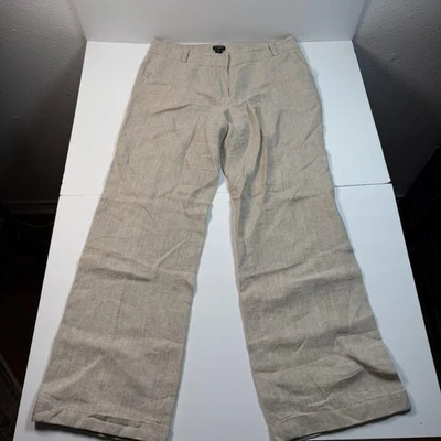 Pantalones de vestir J.Crew para mujer 6 beige ajuste urbano 100 % lino bolsillos pierna ancha Foto 1 de 4