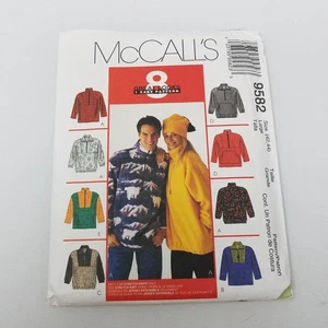 McCalls 9582 Pullover Fleece Top Jacket Hat Sewing Pattern Unisex size L 42 44 - Picture 1 of 3