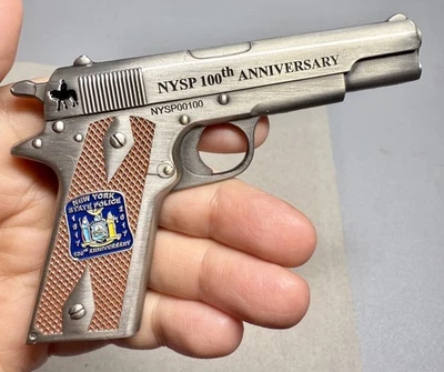 💥RARE New York State Police 100th Anniversary Gun NYPD Challenge Coin - Image 1 of 3