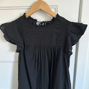 Who What Wear Black Swiss Dot Ruffle Sleeve Maxi Dress - Women's Medium - Picture 1 of 6