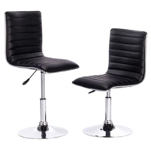 Design Guild Stools 2 Piece Set Armless Bar Stools, Black & White - Picture 1 of 12