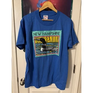 Vintage neu ohne Etikett 80er New Hampshire Loon Souvenir Grafikdruck T-Shirt Large - Bild 1 von 6