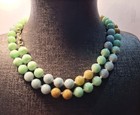 *** TOP – interessante Jadeit- Kette, mit 585-GG !!, MULTICOLOR, aus Myanmar ***