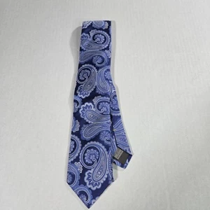 Canali Made In Italy Silk Tie Blue Grey Paisley Floral Jacquard Luxury Formal - Picture 1 of 6