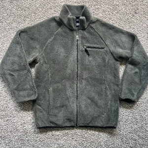 Lands End Womens S Sherpa Fleece Green Full Zip Jacket Pockets Made In The USA - Picture 1 of 15