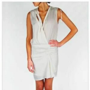 Mini Vestido IRO Anson Color Blanco Perla Drapeado Cuello en V Talla 3/L - Imagen 1 de 9