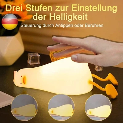 LED Nachtlicht Ente aus Silikon Wiederaufladbar mit Touch-Funktion - Bild 1 von 4