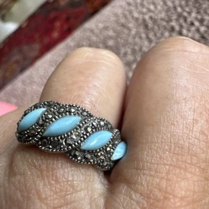 Anillo Marquista Turquesa de la Bella Durmiente de Ley 925 Charles Winston Talla 7,25 - Imagen 1 de 9