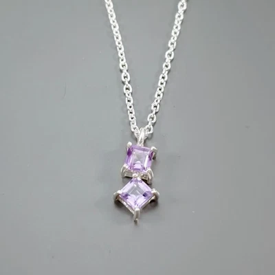 Collar de amatista natural hecho a mano de plata de ley 925 17,75"/N27225 Foto 1 de 4