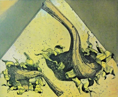 Prof. Gerhart BERGMANN (1922-2007) TOP - E.A. -Farbradierung: ' SONNENBLUMEN ' - Bild 1 von 4