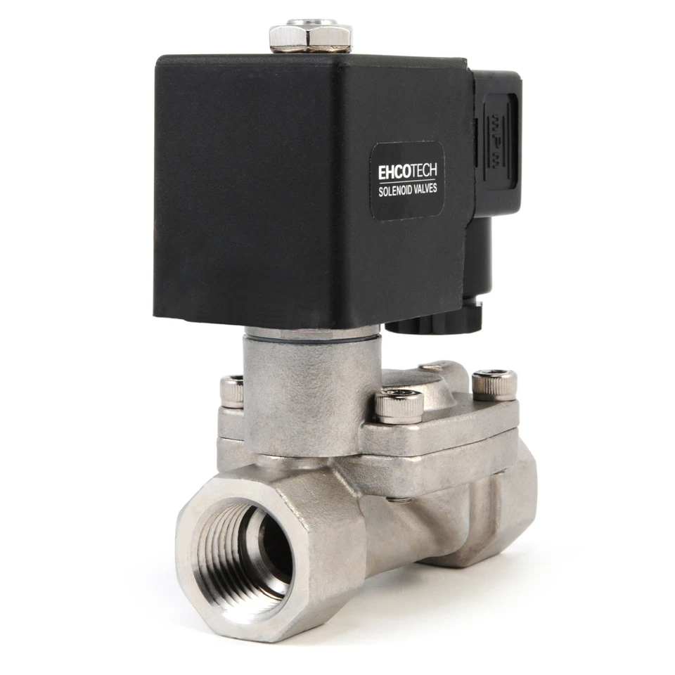 EHCOTECH 1/2" NPT 24VAC 230 psi Stainless N/C Electric Solenoid Valve 24-volt AC