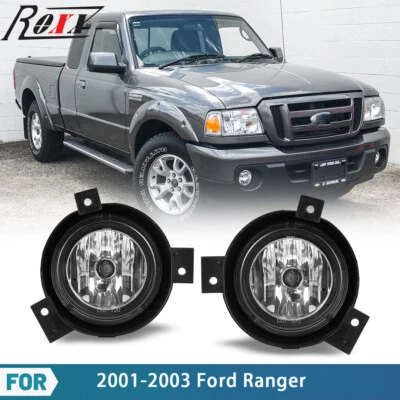 For 2001-2003 Ford Ranger Bumper Fog Lights Driving Lamps Black Clear Bulbs Pair - Image 1 of 4