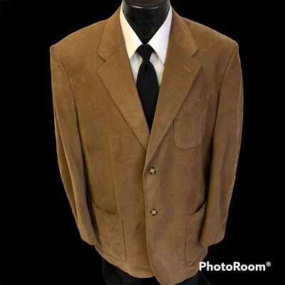 Perry Ellis Men Sport Coat Brown RIBBED Jacket Cotton Corduroy Modern Blazer 44 - Image 1 of 4