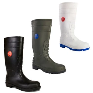 UNISEX STEEL TOE CAP WELLINGTONS SAFETY WATER PROOF WORK BOOTS ANTI SLIP WELLIES - Picture 1 of 13