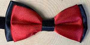 Boys Formal Bow Tie, Black And Red Satin, 5-12 Year Olds - Picture 1 of 6